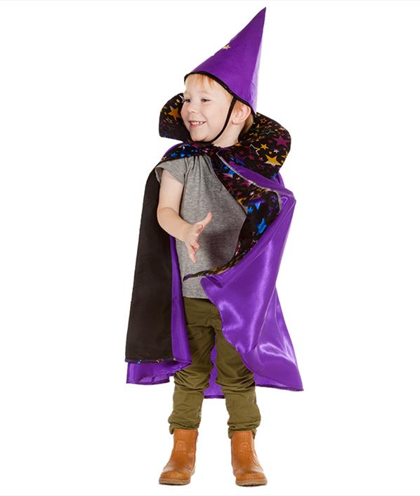 Kids Wizard Cloak & Hat Dress-up Outfit Main IMG