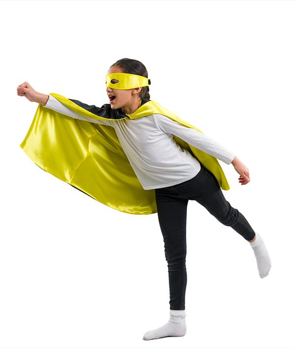Reversible Superhero Cape and Mask (yellow+black) ‘Save The Day’