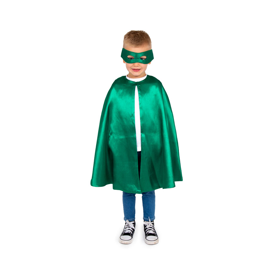 Reversible Superhero Cape and Mask (green+black) ‘Save The Day’